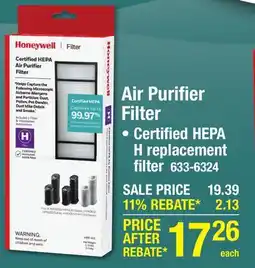 Menards Honeywell HEPA Replacement Filter offer