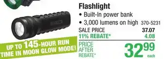 Menards Coast 3000 Lumen Rechargeable LED Flashlight offer