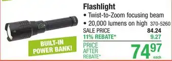 Menards Guidesman 20000 Lumen Rechargeable LED Handheld Flashlight offer