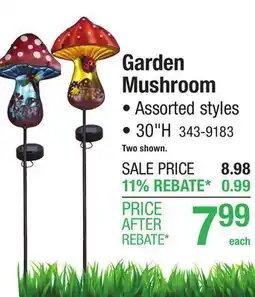 Menards Patriot Lighting Assorted Color Integrated LED Solar Mushroom offer