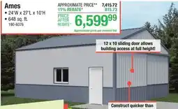 Menards Ames Post Frame Building 24'W x 27'L x 10'H Material List offer