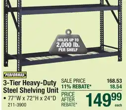 Menards Performax 77W x 72H x 24D 3-Tier Heavy-Duty Metal Shelving Unit offer