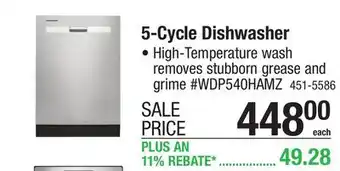 Menards Whirlpool 5-Cycle Fingerprint Resistant Stainless Steel Built-In Dishwasher offer