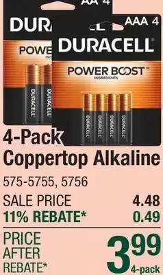Menards Duracell Coppertop AA Alkaline Batteries - 4 pack offer