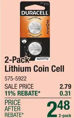 Menards Duracell CR2032 3V Lithium Coin Cell Batteries- 2 Pack offer