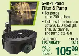 Menards Pennington AquaGarden Inpond 200 5-IN-1 Small Pond Filter & Pump offer