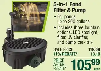 Menards Pennington AquaGarden Inpond 200 5-IN-1 Small Pond Filter & Pump offer