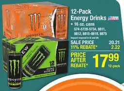 Menards Monster Energy Original Energy Drink - 12 Pack offer