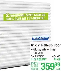 Menards Ideal Door 6' x 7' Glossy White Roll-Up Door offer