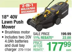 Menards Yardworks 18 40-Volt Cordless Push Lawn Mower offer