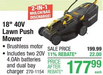Menards Yardworks 18 40-Volt Cordless Push Lawn Mower offer