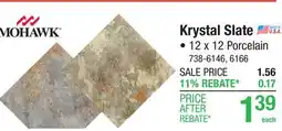 Menards Mohawk Krystal Slate Carlisle Black 12 x 12 Porcelain Floor and Wall Tile offer