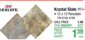 Menards Mohawk Krystal Slate Carlisle Black 12 x 12 Porcelain Floor and Wall Tile offer