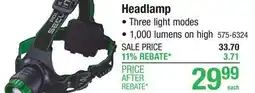 Menards Police Security Blackout-R Elite 1000 Lumen Rechargeable LED Headlamp offer