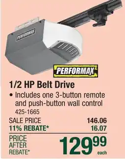 Menards Performax 1/2 HP Belt Drive Garage Door Opener offer