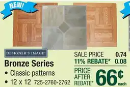 Menards Designer's Image Bronze Rustic 12'' x 12'' Self-Adhesive Vinyl Tile offer