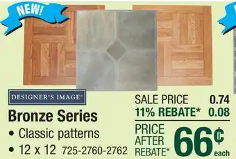 Menards Designer's Image Bronze Rustic 12'' x 12'' Self-Adhesive Vinyl Tile offer