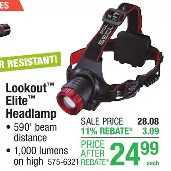 Menards Police Security Lookout Elite 1000 Lumen LED Headlamp offer