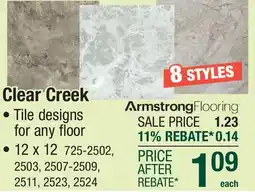 Menards Armstrong Flooring Clear Creek Spring Shower 12 x 12 Self-Adhesive Vinyl Tile offer