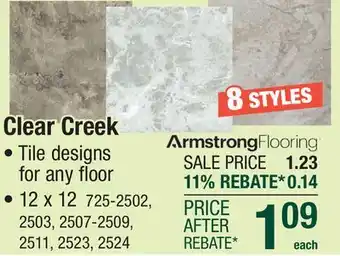 Menards Armstrong Flooring Clear Creek Spring Shower 12 x 12 Self-Adhesive Vinyl Tile offer