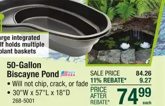 Menards MacCourt 50-Gallon Biscayne Preformed Pond offer