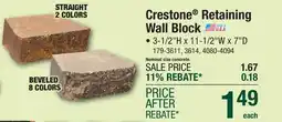 Menards 3-1/2 x 11-1/2 Gray Crestone Beveled Retaining Wall Block offer