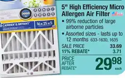 Menards BestAir 16 x 25 x 5 MERV 13 Pleated Air Filter offer