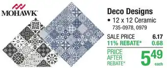Menards Mohawk Deco Designs Blue Sky Deco 12 x 12 Ceramic Mosaic Tile offer