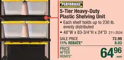 Menards Performax 48W x 83-3/4H x 24D Heavy-Duty 5-Tier Adjustable Plastic Shelving Unit offer