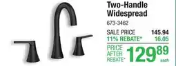 Menards Moen Mikah Two-Handle Widespread Matte Black Bathroom Sink Faucet offer