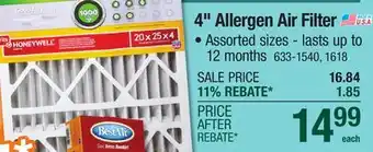 Menards BestAir 20 x 25 x 4 MERV 8 Pleated Air Filter offer