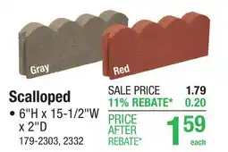Menards 6 x 15-1/2 x 2 Straight Scalloped Edger Block - Gray offer