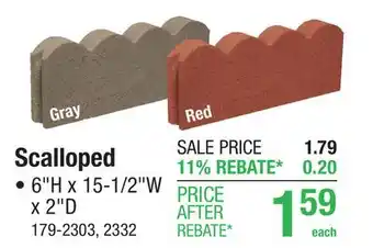 Menards 6 x 15-1/2 x 2 Straight Scalloped Edger Block - Gray offer