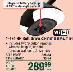 Menards Chamberlain 1 1/4 HP Wi-Fi Belt Drive Battery Backup Garage Door Opener (Best) offer