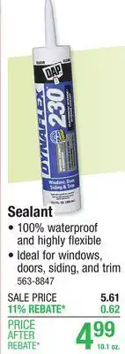 Menards DAP DYNAFLEX 230 Clear Premium Indoor/Outdoor Sealant - 10.1 oz offer