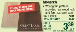 Menards Great Lakes Monarch Fenland 9 x 60 x 6 mm Floating Luxury Vinyl Plank Flooring (21.95 sq. ft./ctn) offer