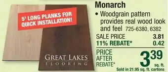 Menards Great Lakes Monarch Fenland 9 x 60 x 6 mm Floating Luxury Vinyl Plank Flooring (21.95 sq. ft./ctn) offer
