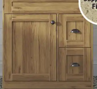 Menards MagickWoods Elements Haverhill 30W x 21-5/8D Vintage Oak Vanity Cabinet offer