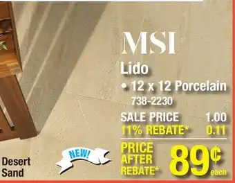Menards MS International Lido Desert Sand 12 x 12 Porcelain Floor and Wall Tile offer