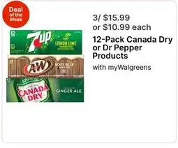 Walgreens 12-Pack Canada Dry or Dr Pepper Products offer