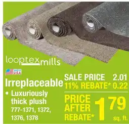 Menards Looptex Mills Irreplaceable Smoky Brown Plush Carpet 12 ft. Wide offer