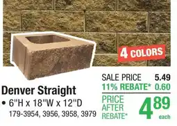 Menards 6 x 18 Quarry Gray Denver Straight Retaining Wall Block offer