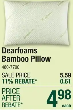 Menards Dearfoams Bamboo Pillow offer
