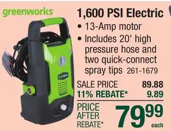 Menards Greenworks 1,600 PSI 1.2 GPM 13-Amp Corded Electric Pressure Washer offer