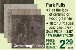 Menards Armstrong Flooring Park Falls Moon Light 18 x 18 Self-Adhesive Vinyl Tile offer
