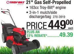 Menards Troy-Bilt 163cc 21 3-in-1 Gas Self-Propelled Lawn Mower offer
