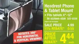 Menards Xtreme Automotive Headrest Tablet Mount offer
