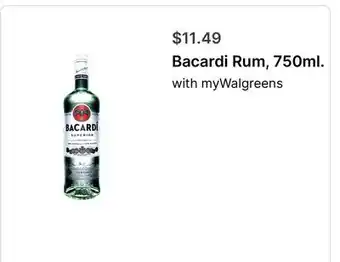 Walgreens Bacardi Rum, 750ml offer