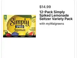 Walgreens 12-Pack Simply Spiked Lemonade Seltzer Variety Pack offer