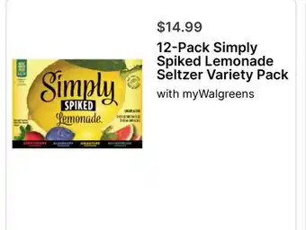 Walgreens 12-Pack Simply Spiked Lemonade Seltzer Variety Pack offer